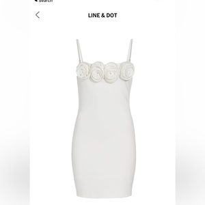 Line and Dot white mini dress with flower detail, brand new! Size small.